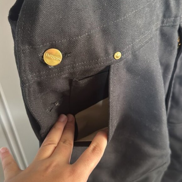 CARHARTT Cotton Insulated Quilted Bib Overalls Black size 38x 34 - Picture 5 of 12